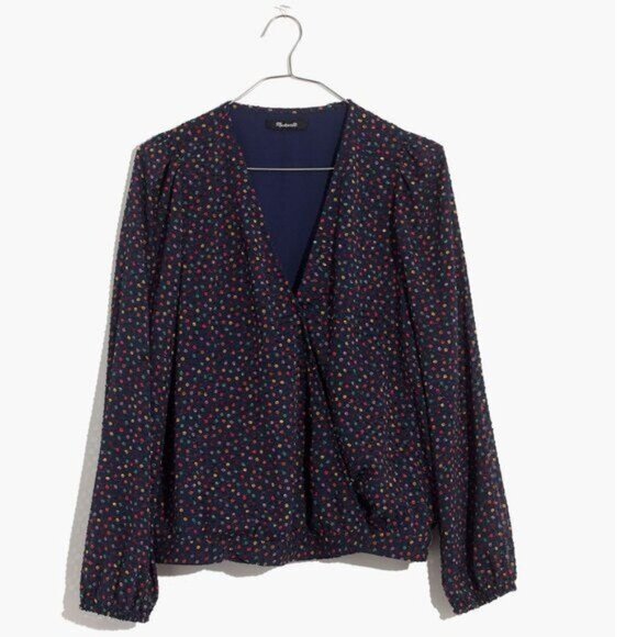 Madewell Lyric Wrap Top in Sugar Dot - M - Picture 1 of 6